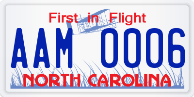 NC license plate AAM0006