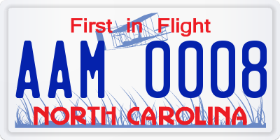 NC license plate AAM0008