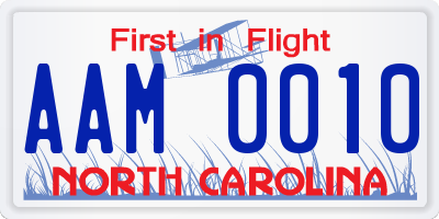 NC license plate AAM0010
