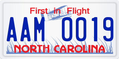 NC license plate AAM0019