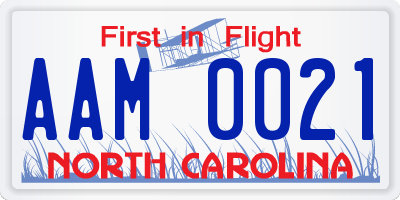 NC license plate AAM0021