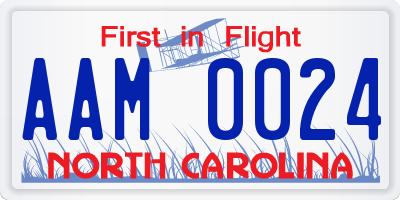 NC license plate AAM0024
