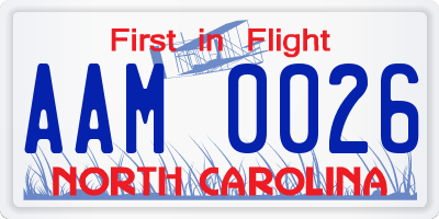 NC license plate AAM0026