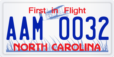 NC license plate AAM0032