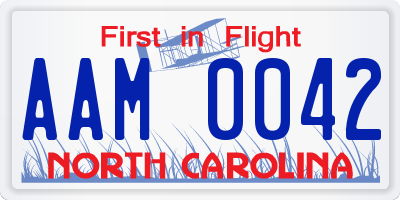 NC license plate AAM0042