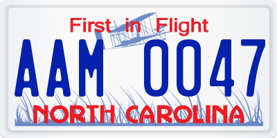 NC license plate AAM0047