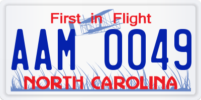 NC license plate AAM0049