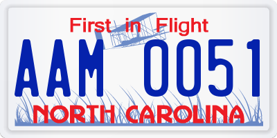 NC license plate AAM0051