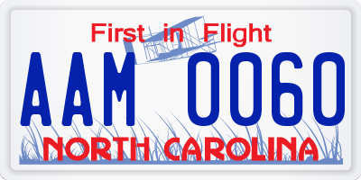 NC license plate AAM0060