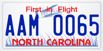 NC license plate AAM0065