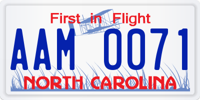 NC license plate AAM0071