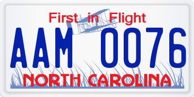 NC license plate AAM0076