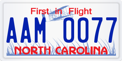 NC license plate AAM0077
