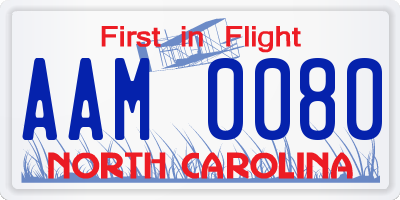 NC license plate AAM0080
