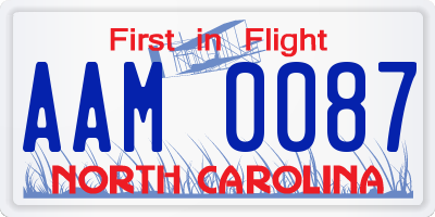 NC license plate AAM0087