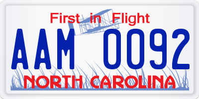 NC license plate AAM0092