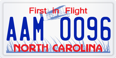 NC license plate AAM0096
