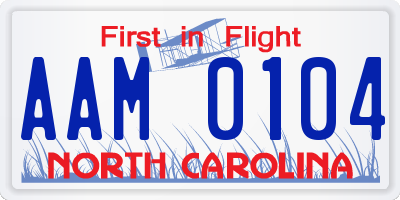 NC license plate AAM0104
