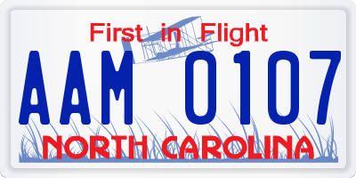 NC license plate AAM0107