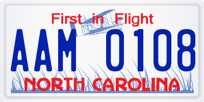 NC license plate AAM0108