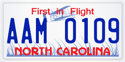 NC license plate AAM0109