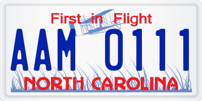 NC license plate AAM0111