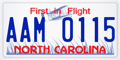 NC license plate AAM0115