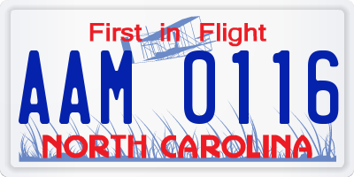 NC license plate AAM0116