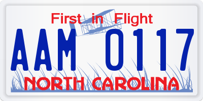 NC license plate AAM0117