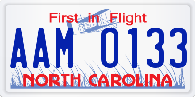 NC license plate AAM0133