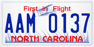 NC license plate AAM0137
