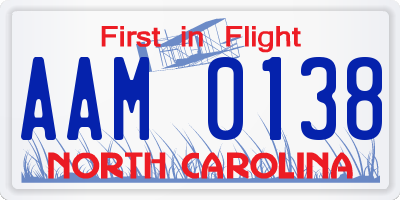NC license plate AAM0138