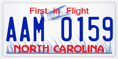 NC license plate AAM0159