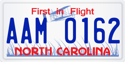 NC license plate AAM0162