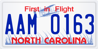 NC license plate AAM0163
