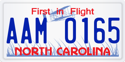NC license plate AAM0165