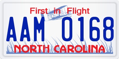 NC license plate AAM0168