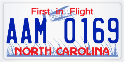 NC license plate AAM0169