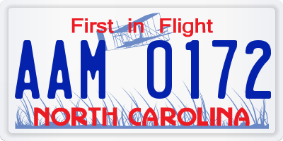 NC license plate AAM0172