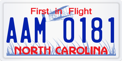 NC license plate AAM0181