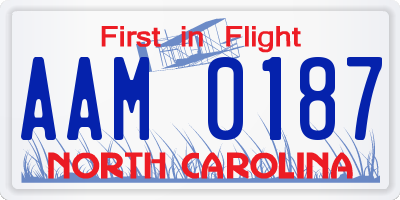 NC license plate AAM0187