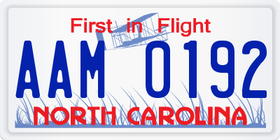 NC license plate AAM0192