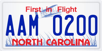 NC license plate AAM0200