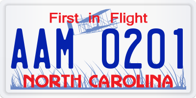 NC license plate AAM0201