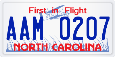 NC license plate AAM0207