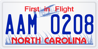NC license plate AAM0208