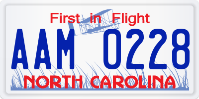 NC license plate AAM0228
