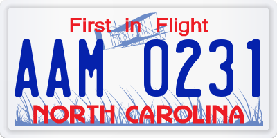 NC license plate AAM0231