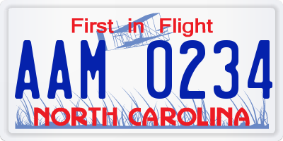 NC license plate AAM0234