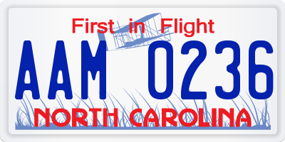 NC license plate AAM0236